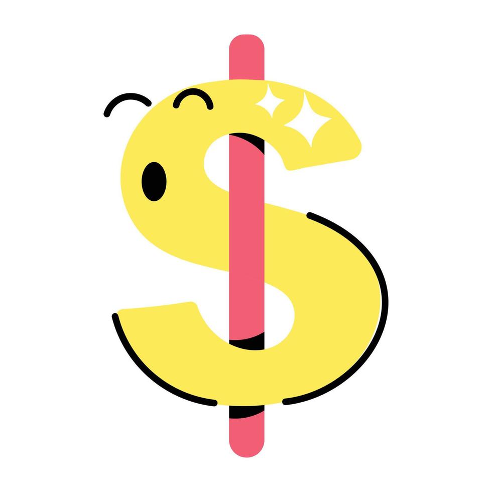 A captivating cute sticker of dollar vector