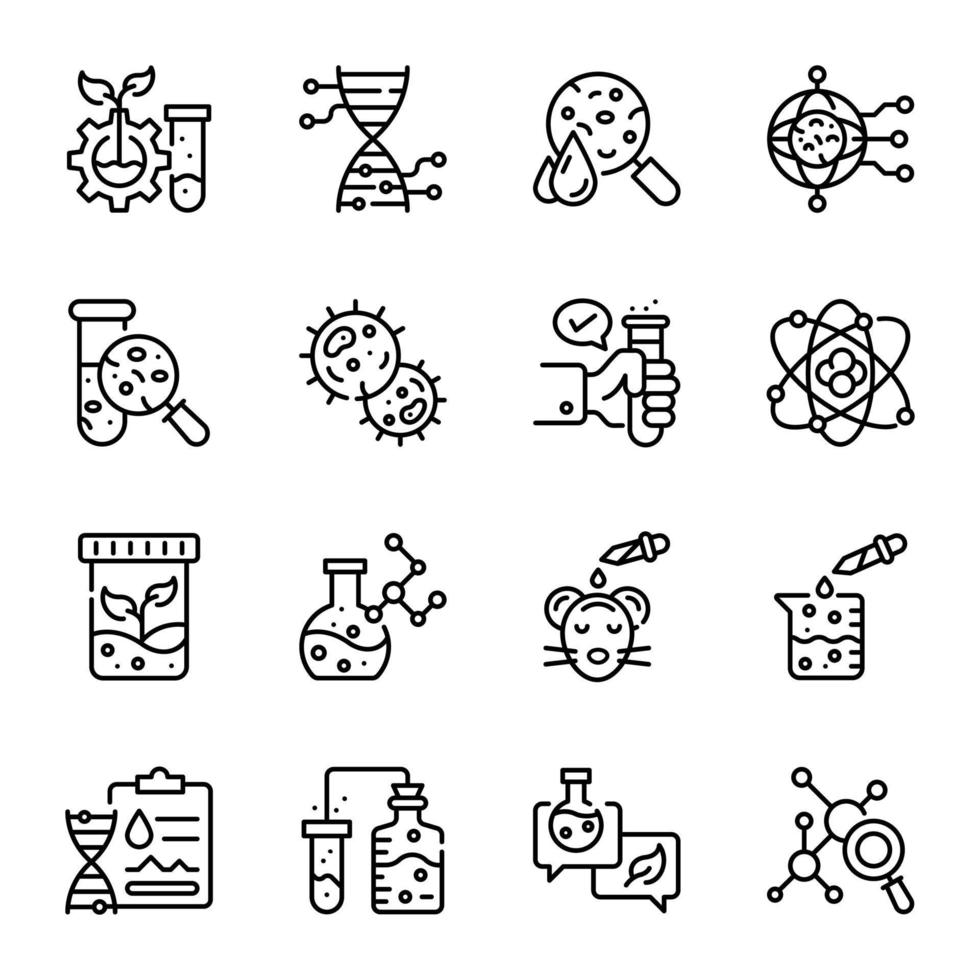 Pack of Bio Technology Line Icons vector