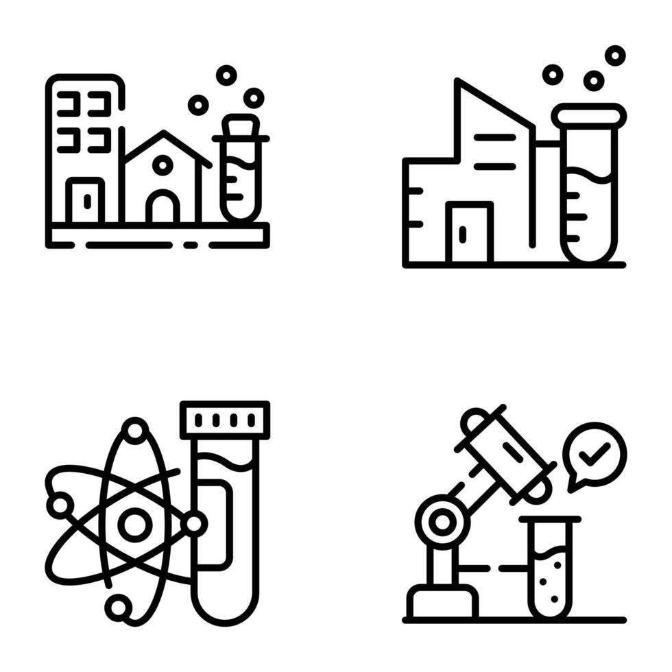 paquete de iconos de esquema de ciencia de datos vector