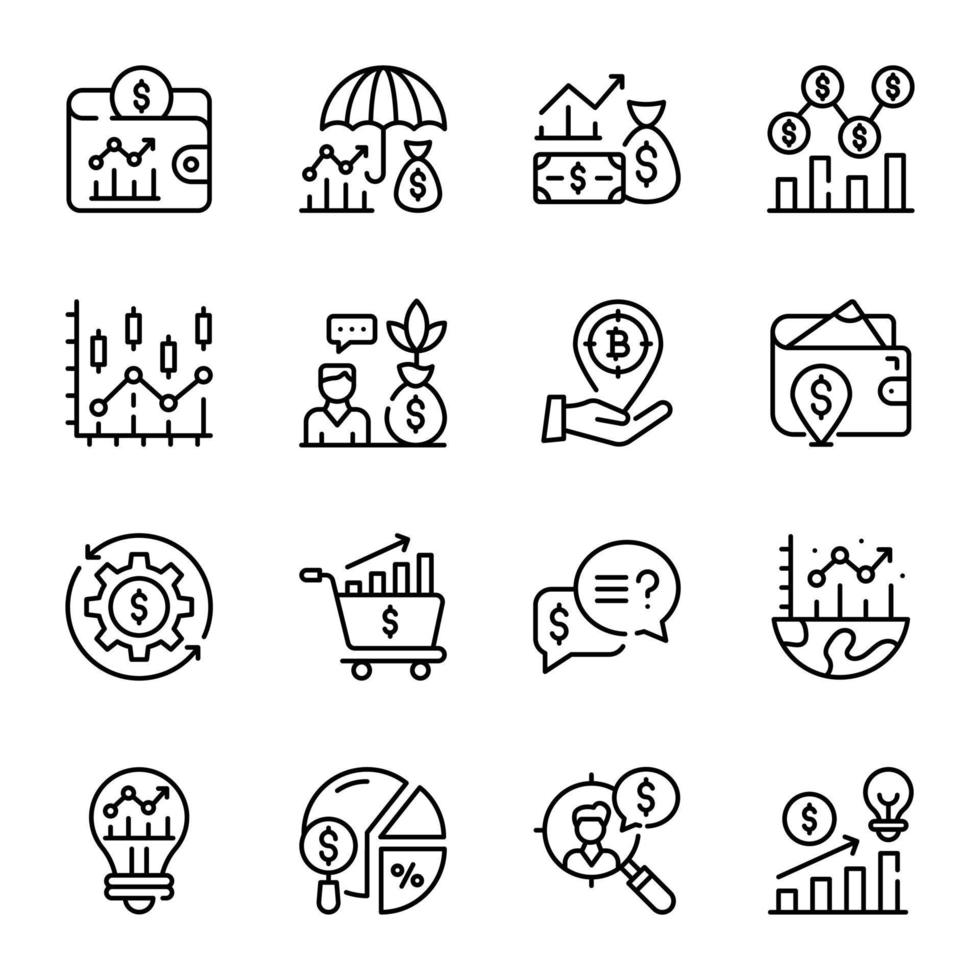 Trendy Set of Investment Line Icons vector