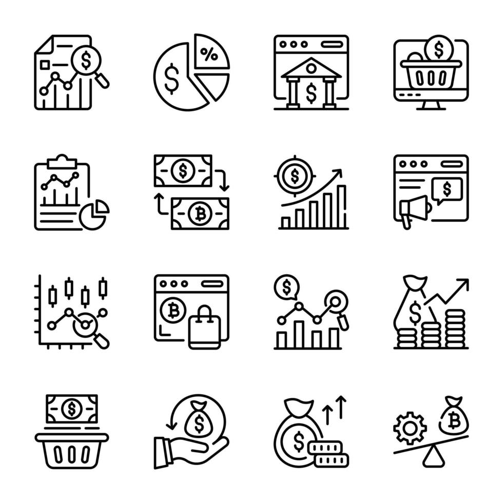 Business and Finance Line Icons Download vector