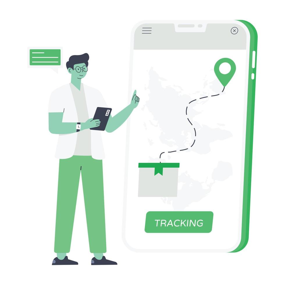 Premium flat illustration of parcel tracking vector
