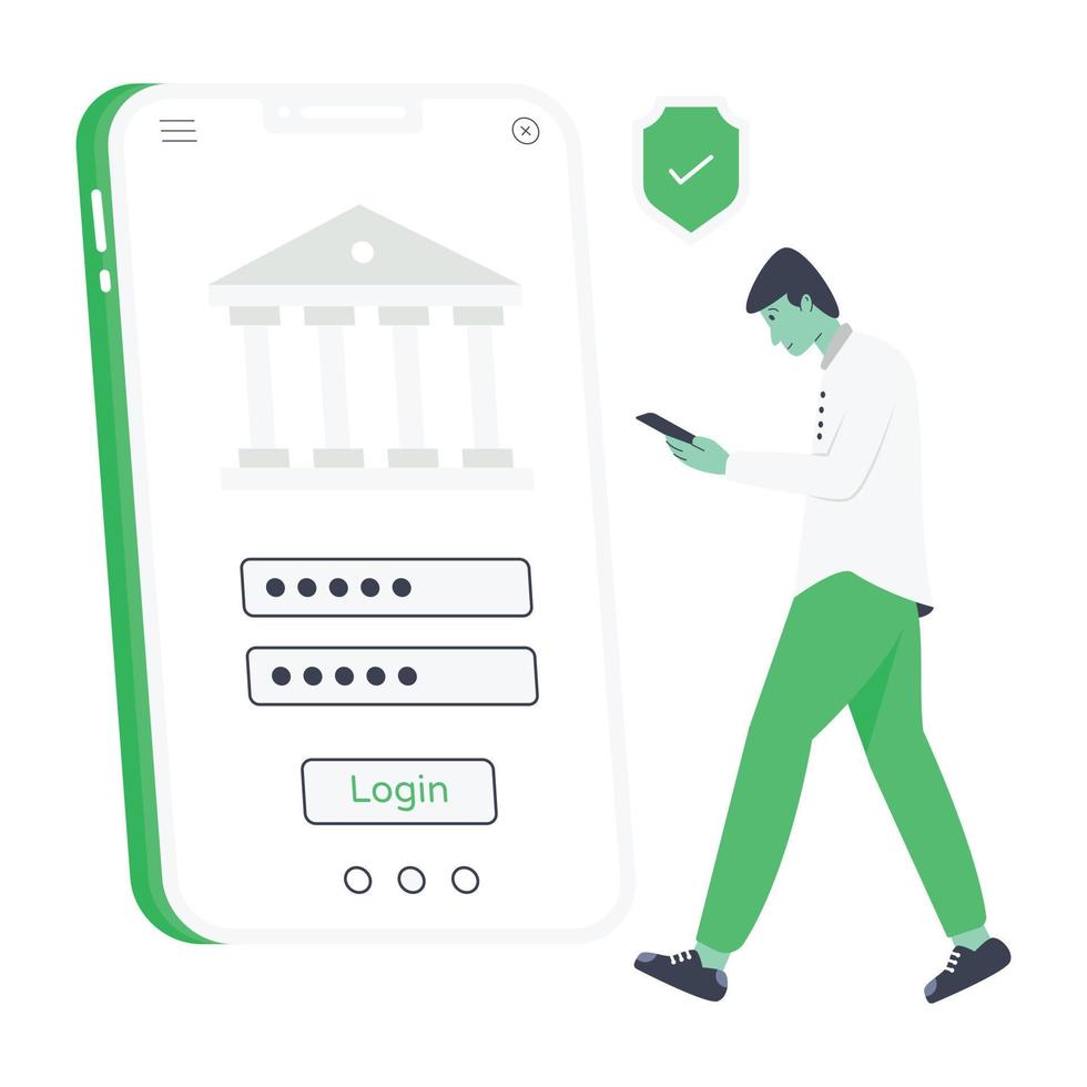 Modern handcrafted flat illustration of mobile hacking vector