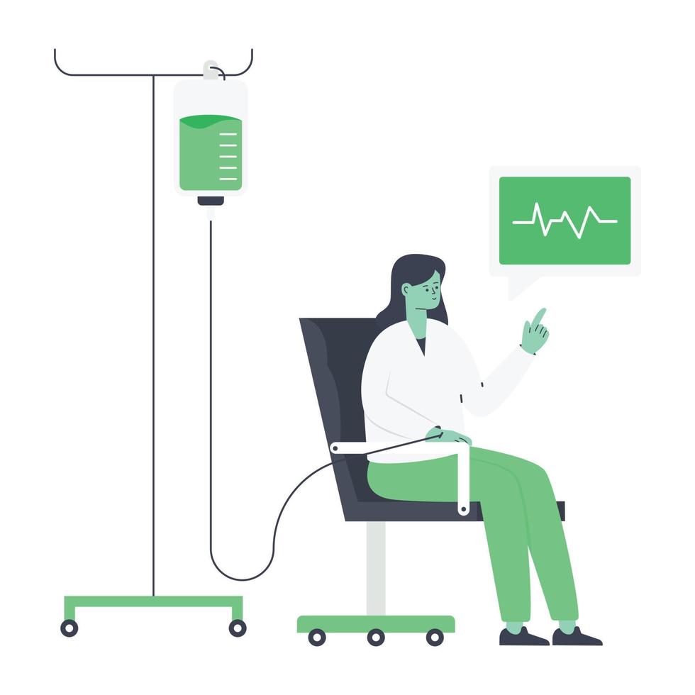 An editable flat illustration of intravenous treatment vector