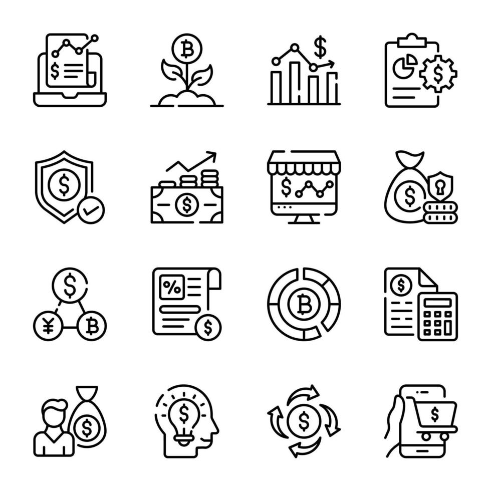 Financial Management Line Icons vector