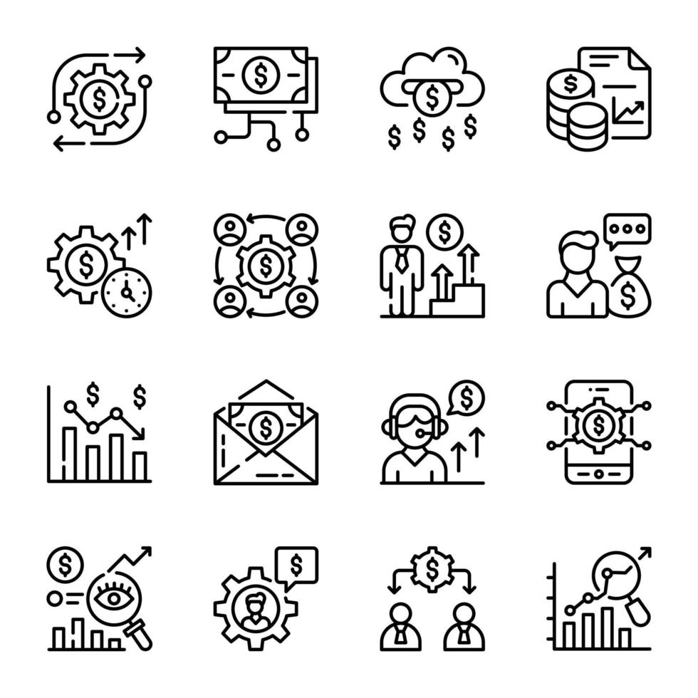 Business Operations Line Icons Set vector