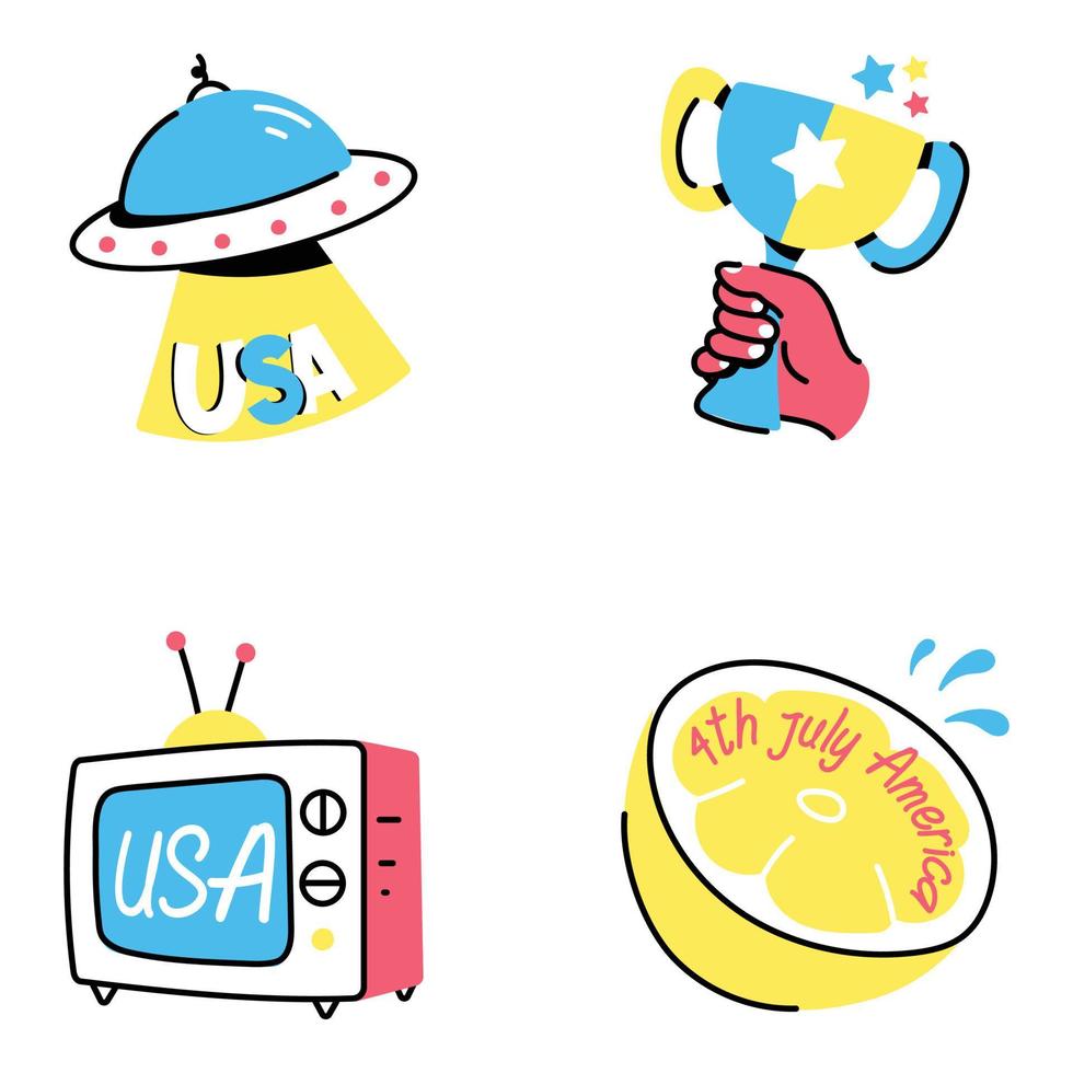 Unique and Modern Independence Stickers vector