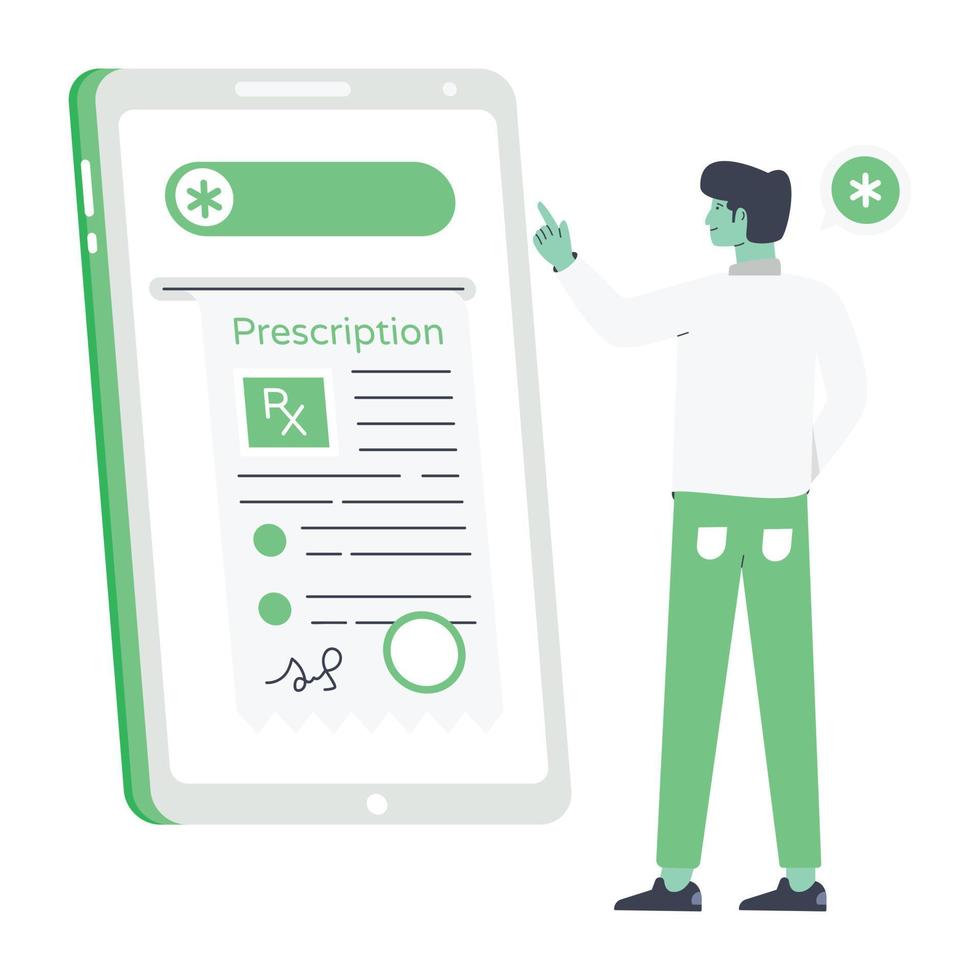 ilustración plana de prescripción en línea, diseño personalizable vector