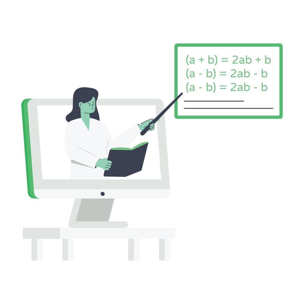 Creatively designed flat illustration of math lecture vector