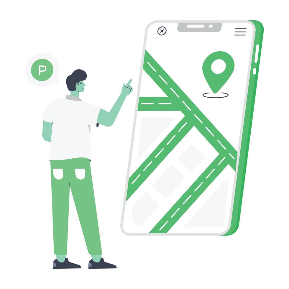 Mobile location flat illustration in editable style vector