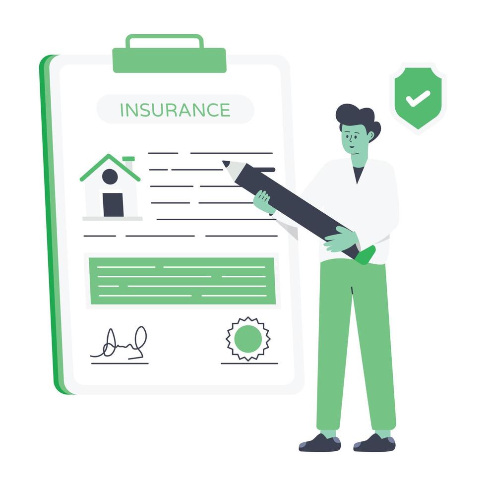 Trendy flat character illustration of property insurance vector