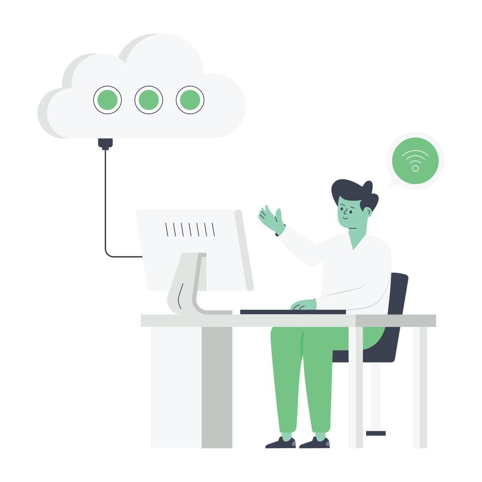 Trendy illustrative vector of cloud computing