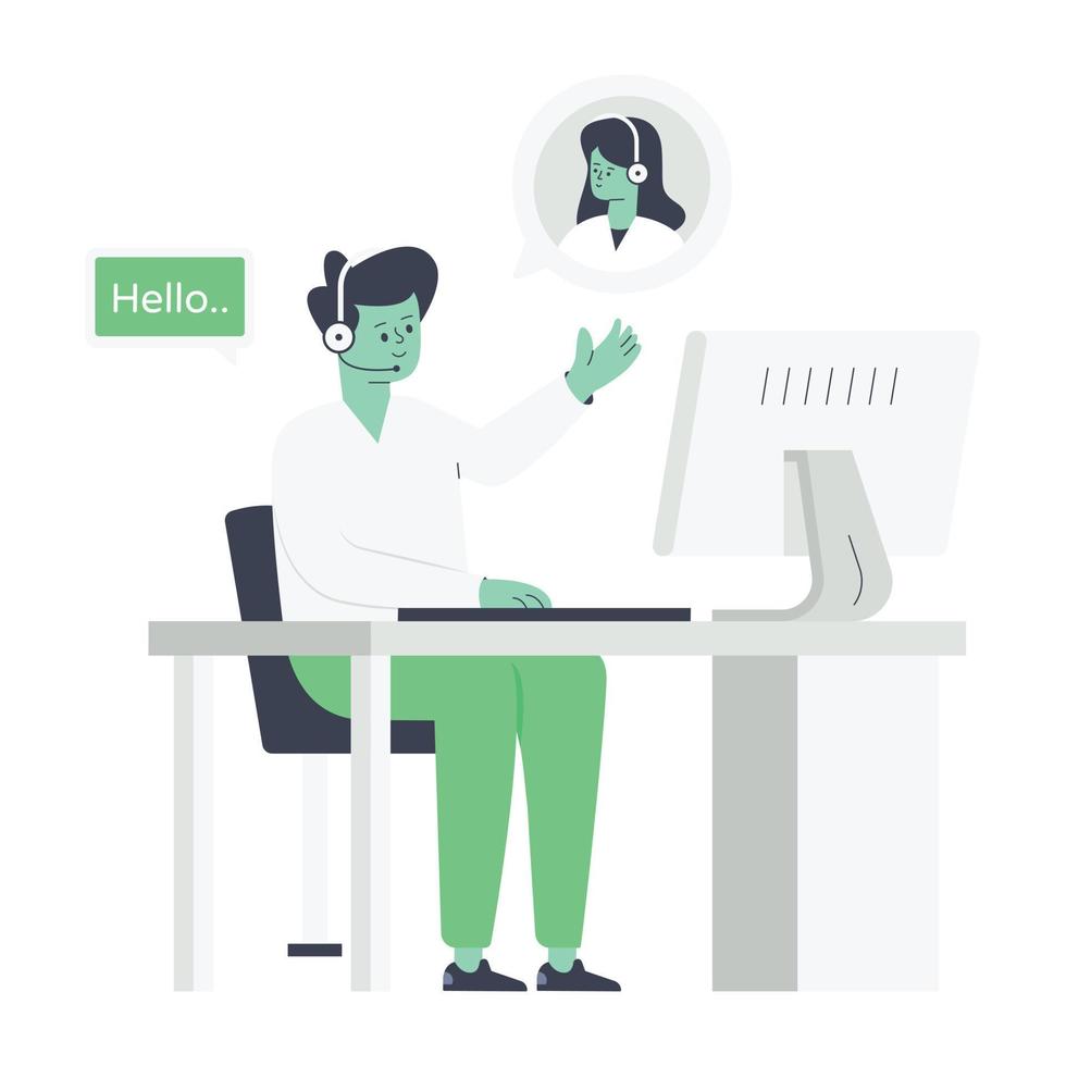 A flat character illustration of vr chat vector