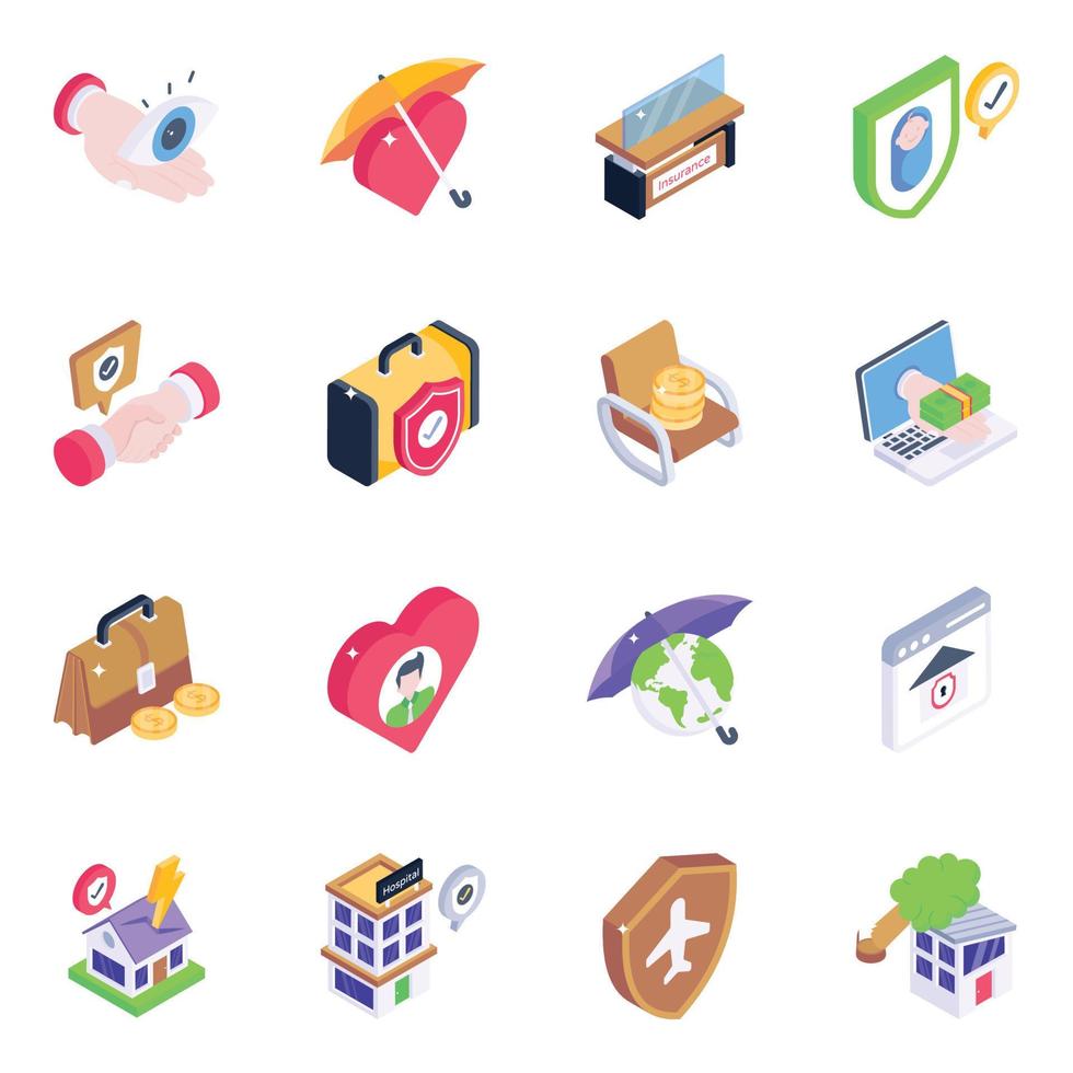 Bundle of Terms Isometric Icons vector