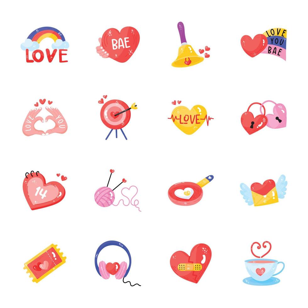 Bundle of Love Celebrations Hand Drawn Stickers vector