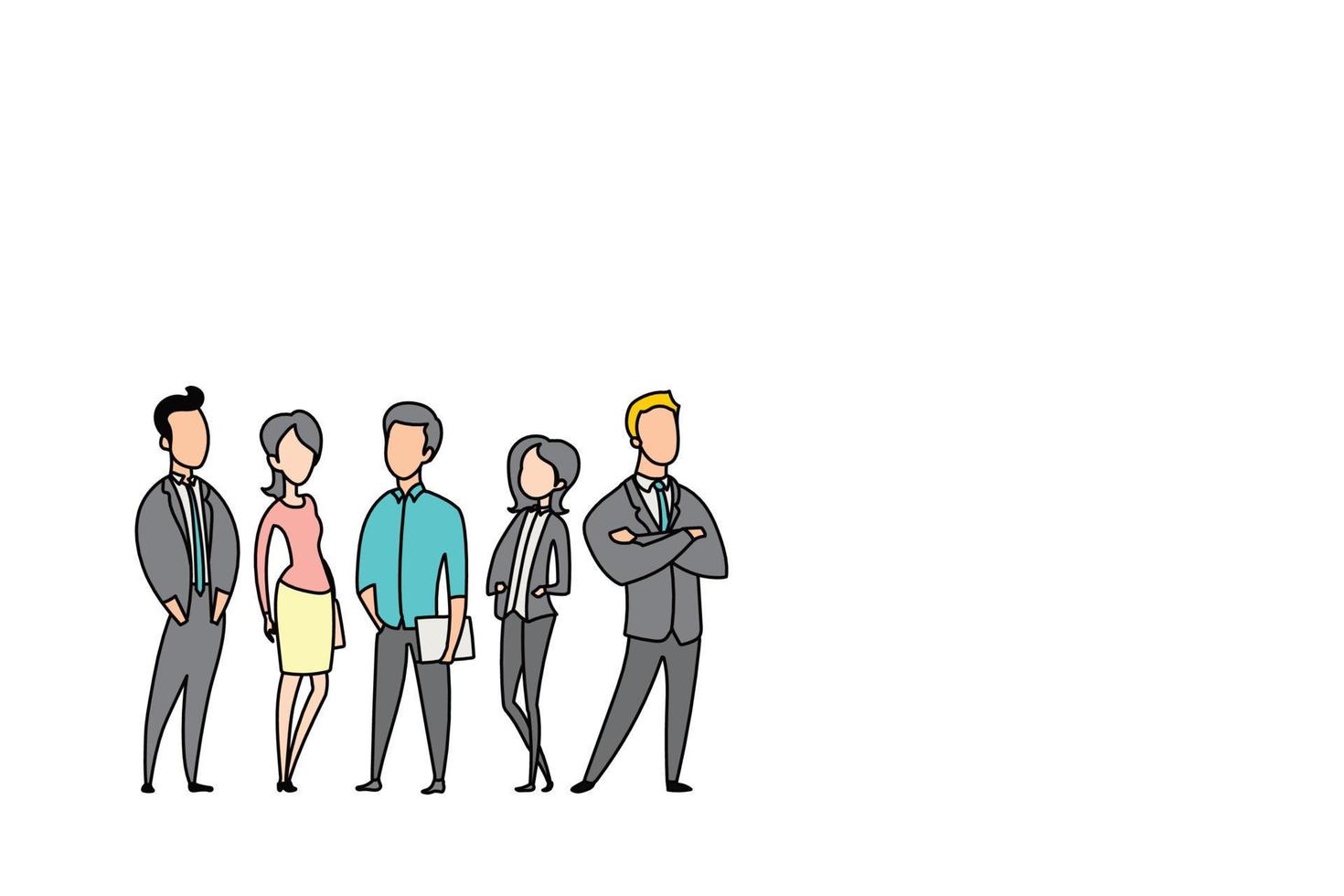 Faceless character design of young business man and woman. Flat design illustration vector