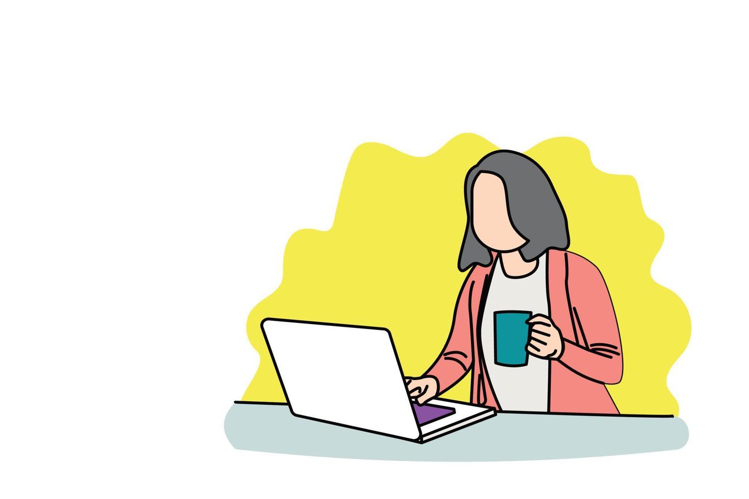 Work from home workspace. Online business meeting flat design. vector