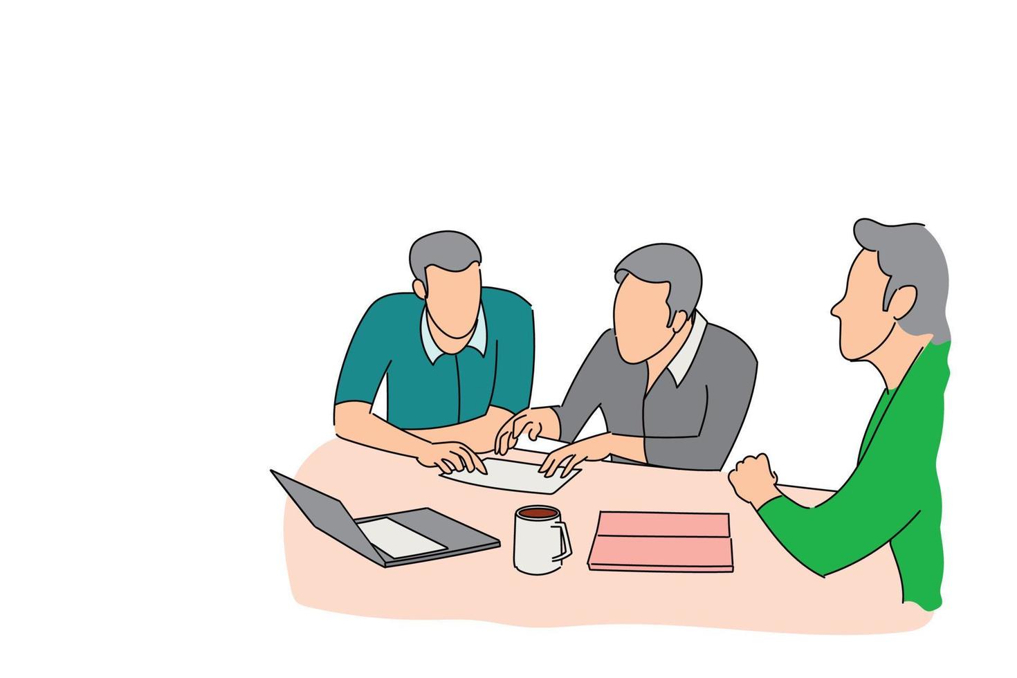 Business discussion concept between coworker vector illustration.