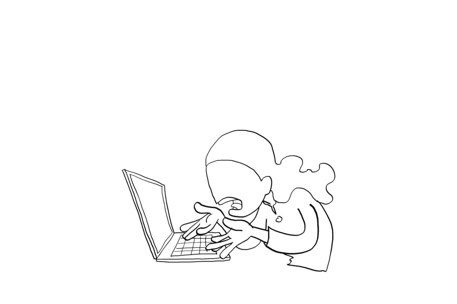 Stress and angry businesswoman shouting the laptop. Cartoon vector illustration design