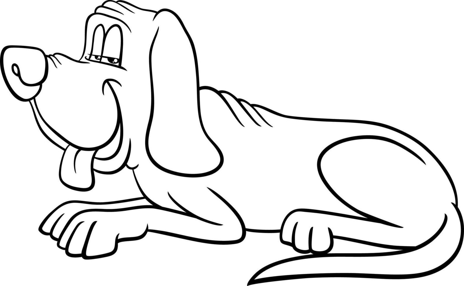 cartoon funny lying dog animal character coloring page vector