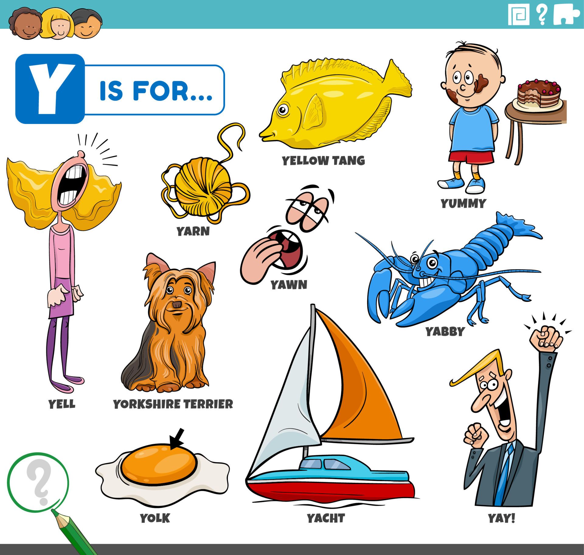 Letter Y Words Educational Set With Cartoon Characters 9205808 Vector letter-y-words-educational-set-with-cartoon-characters-9205808-vector