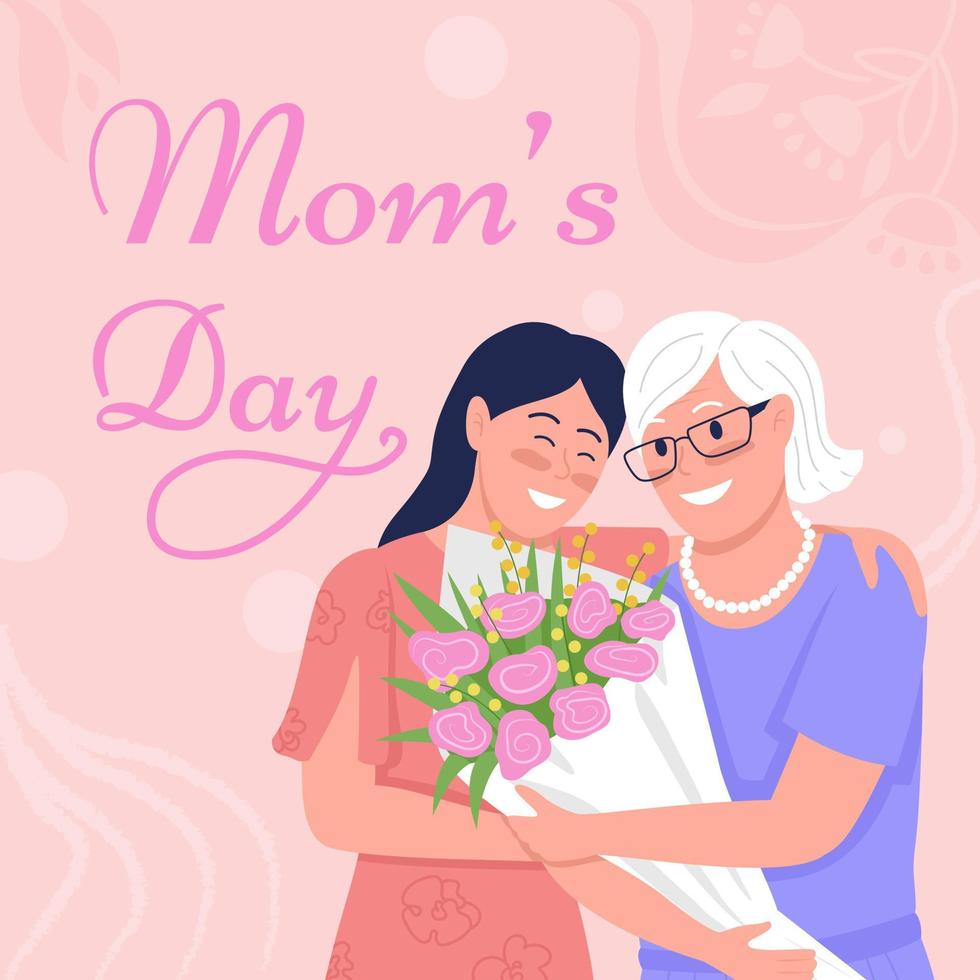 Mom day greeting card template vector