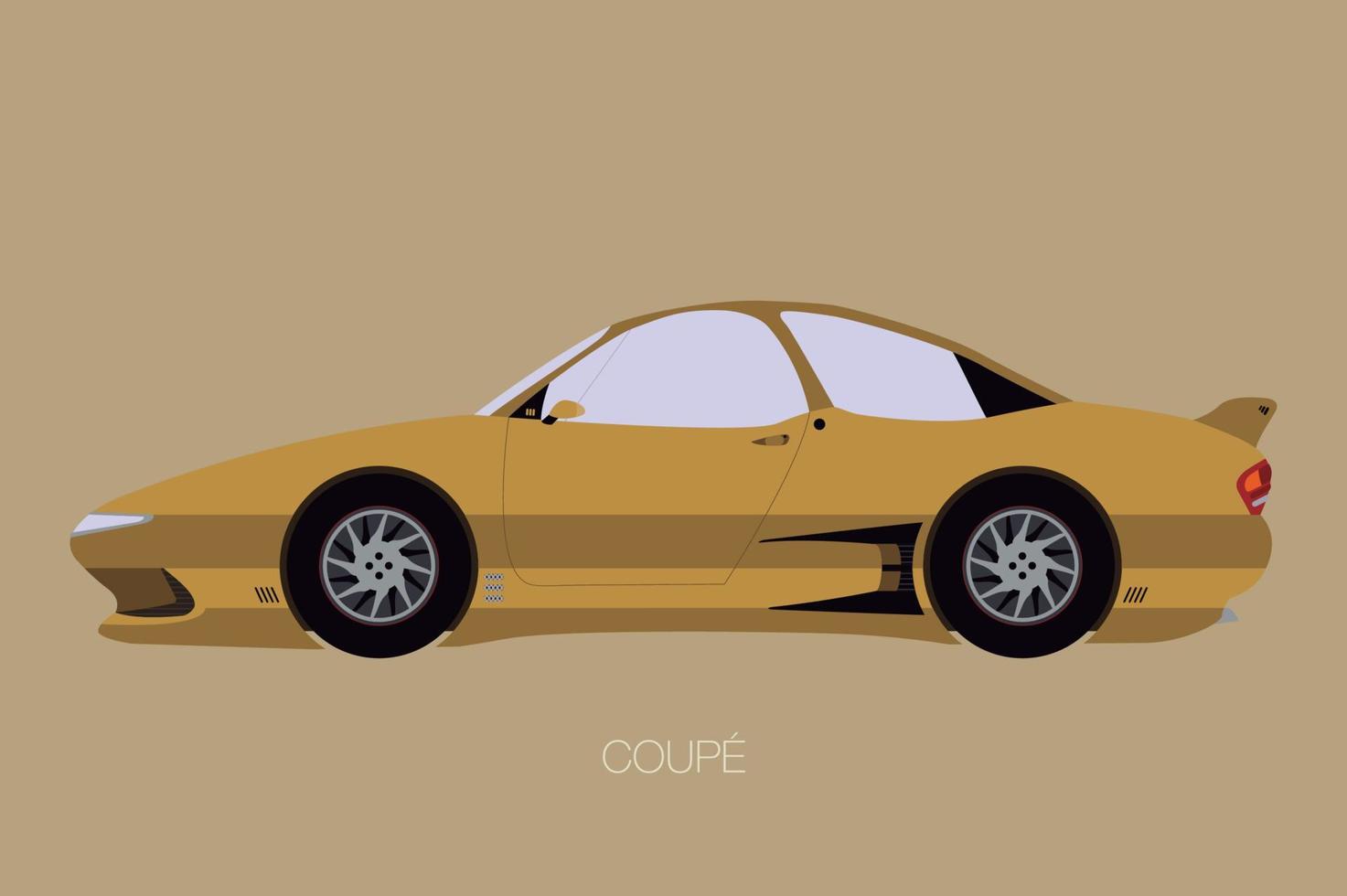 Coupe car side view. Flat design. Fully editable vector