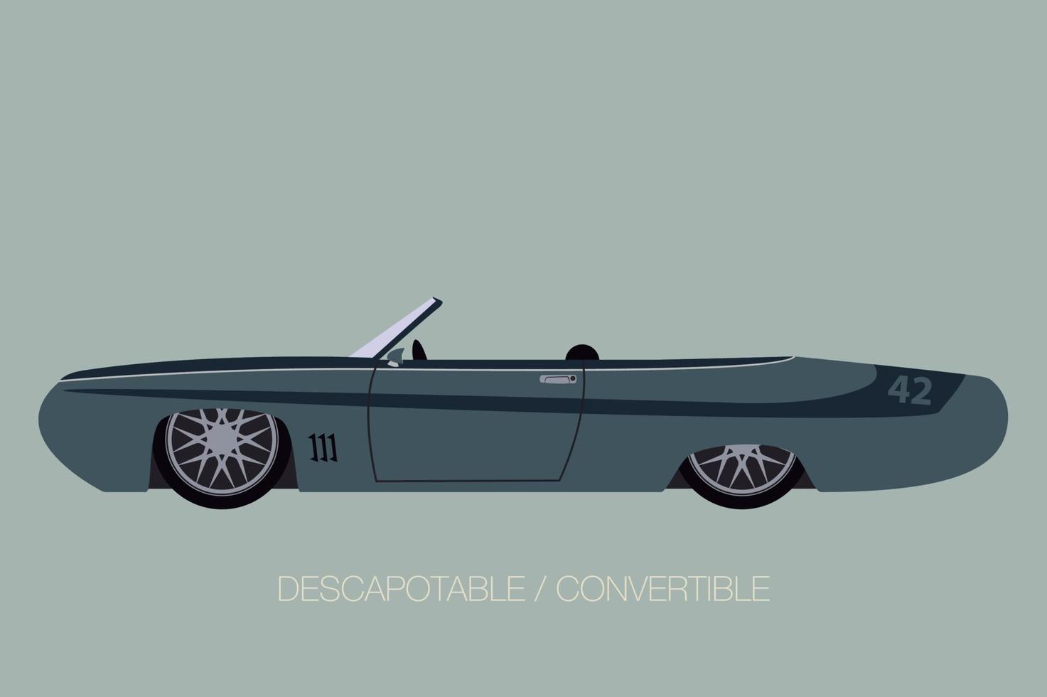 Classic convertible muscle car in vector. Side view with perspective. vector