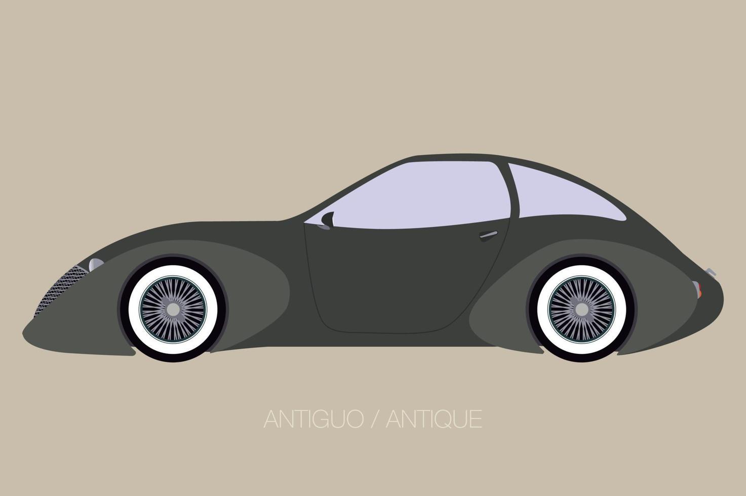 Ilustración de vector de coche antiguo. coche vista lateral