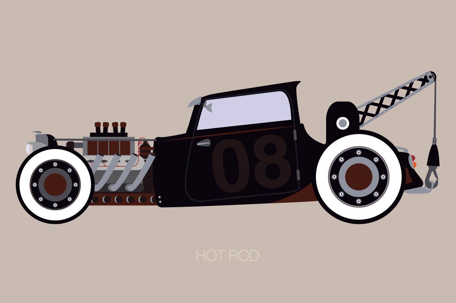 crane hot rod, side view of car, automobile, motor vehicle vector