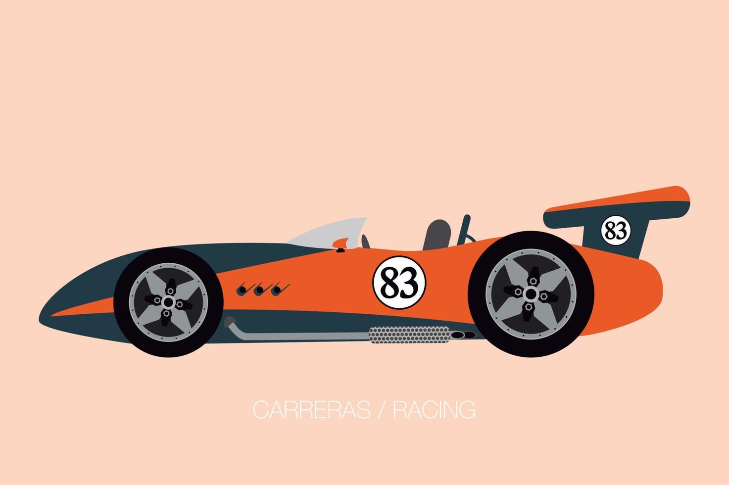 retro race car, sport car, old racing car vector