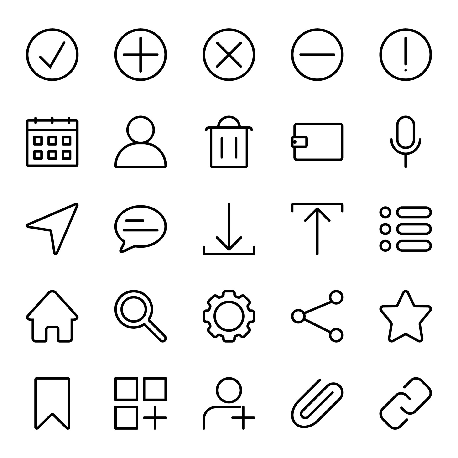 Set of Basic UI icons, Set of Basic UI icon collection in black color ...