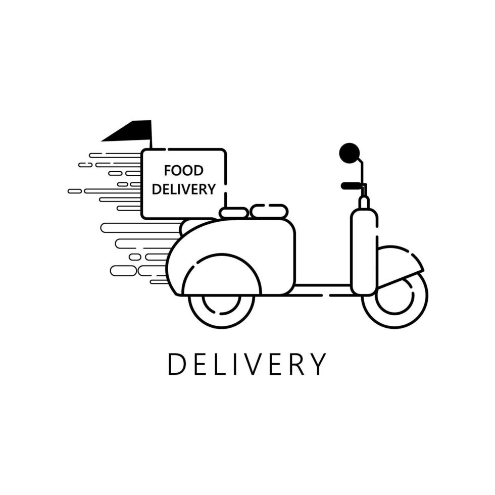 food delivery truck line icon isolated on white background vector