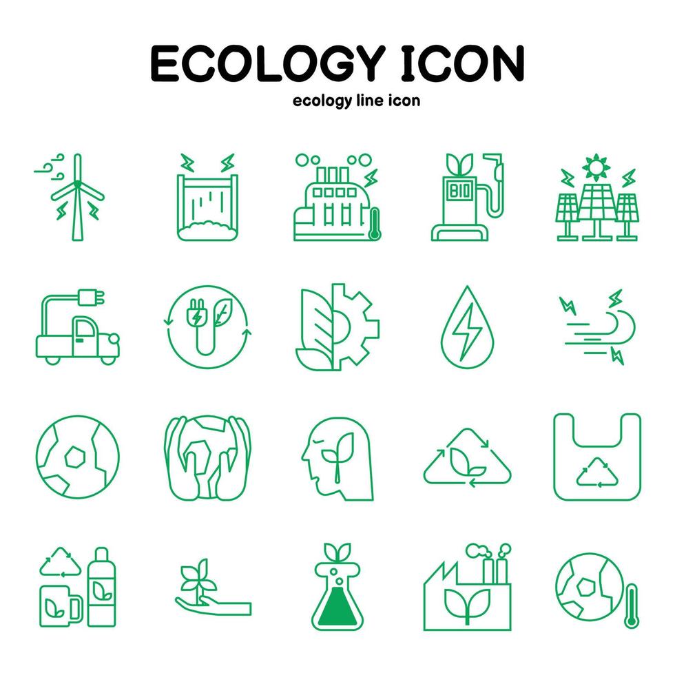 Line icons set. Icons for renewable energy and ecology , green technology . vector