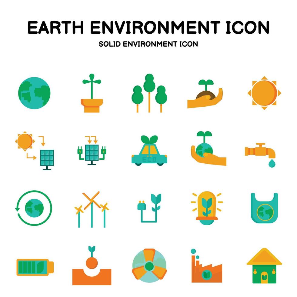 Solid icon preserving the earth and environment. The use of renewable energy for environmental conservation Icon Vector eps10