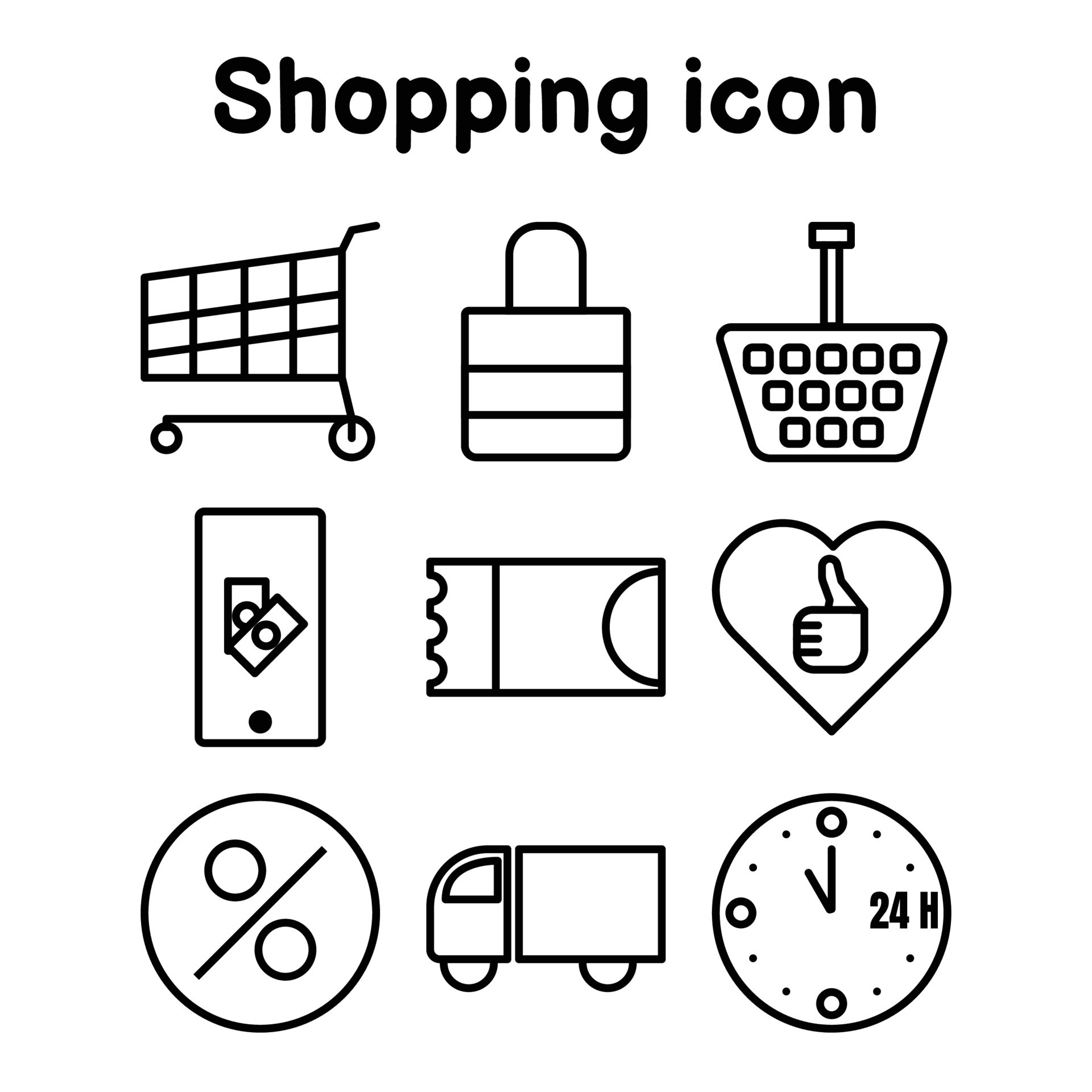 Set of shopping line icons, slim style. Simple style symbols isolated on white  background. Vector illustration of online sales and trading market. 9205980  Vector Art at Vecteezy