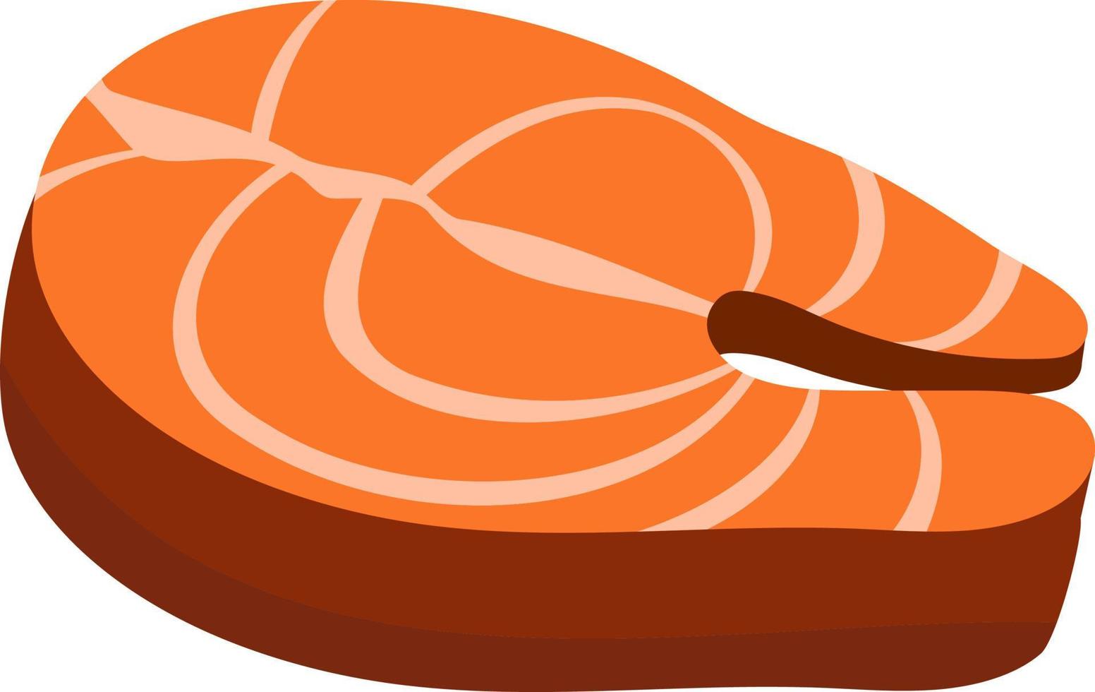 rebanada de pescado salmón objeto de vector de color semiplano. artículo de tamaño completo en blanco. porción de comida para asar a la parrilla. preparar harina de pescado. ilustración de estilo de dibujos animados simple para diseño gráfico web y animación