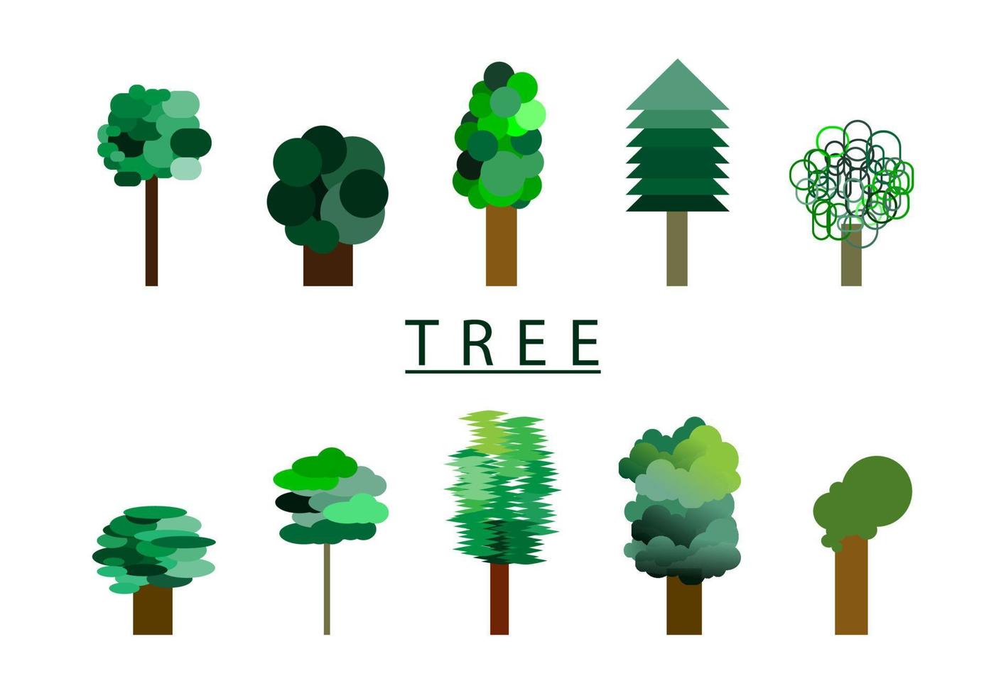 vector set of tree icons isolated on white background