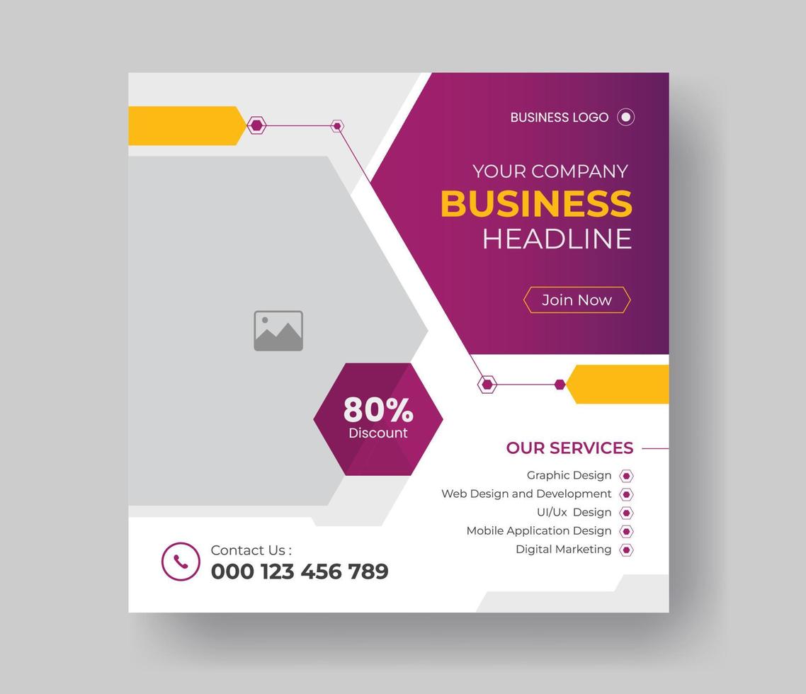 creative social media post design for your corporate business agency. business social media post banner design with geometric shapes. vector