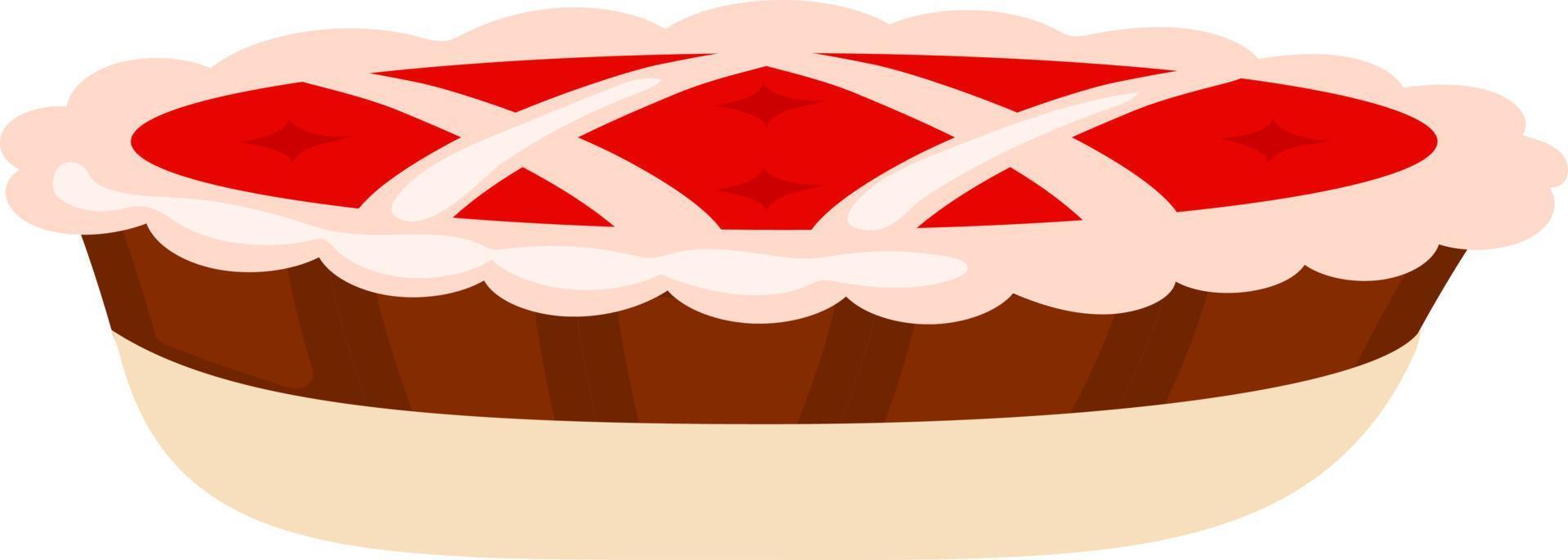 Cranberry pie semi flat color vector object. Holiday dessert. Full sized item on white. Preparing dish for Thanksgiving dinner. Simple cartoon style illustration for web graphic design and animation