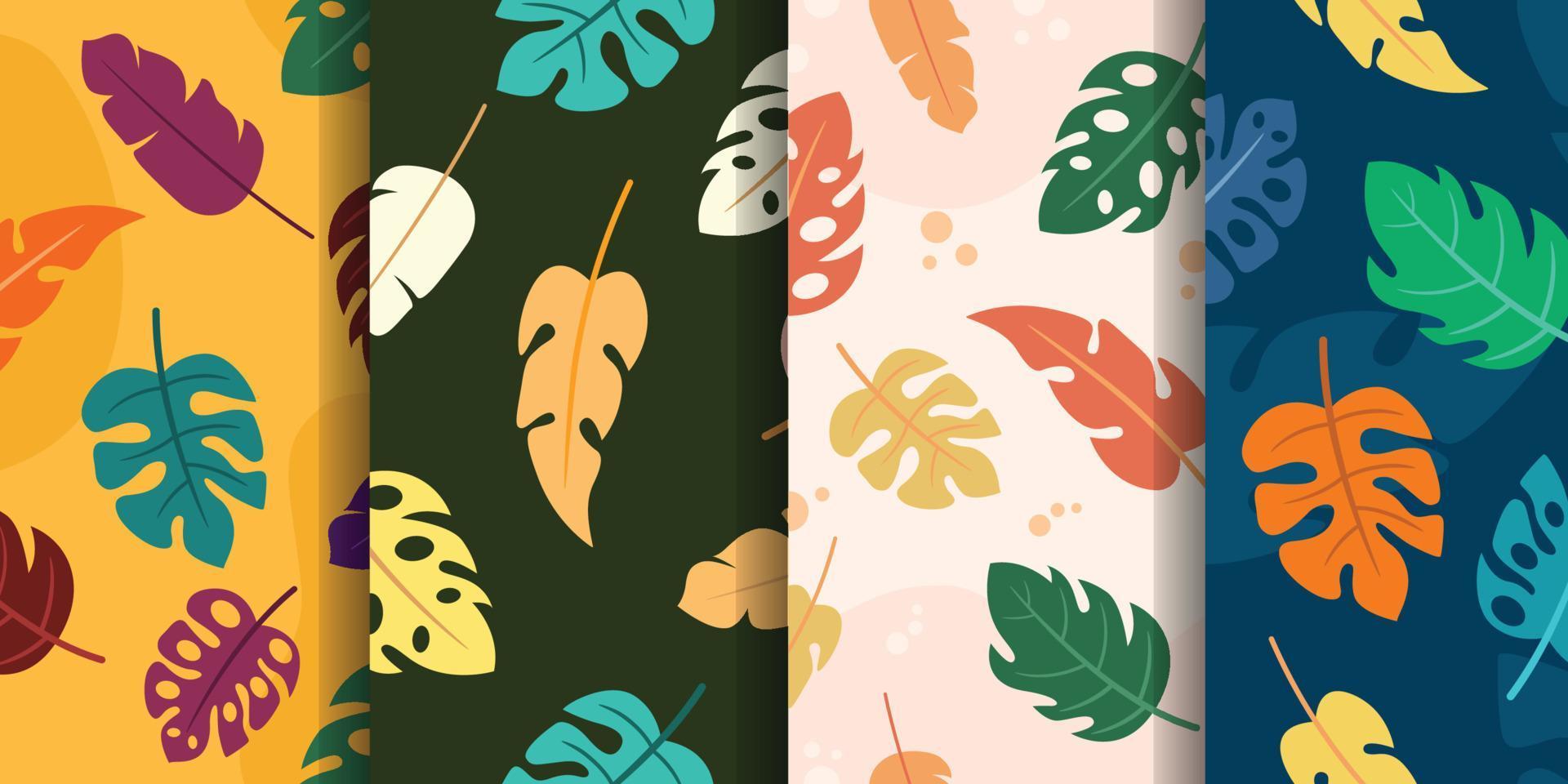 Leaf seamless pattern. Set collection abstract seamless pattern vector