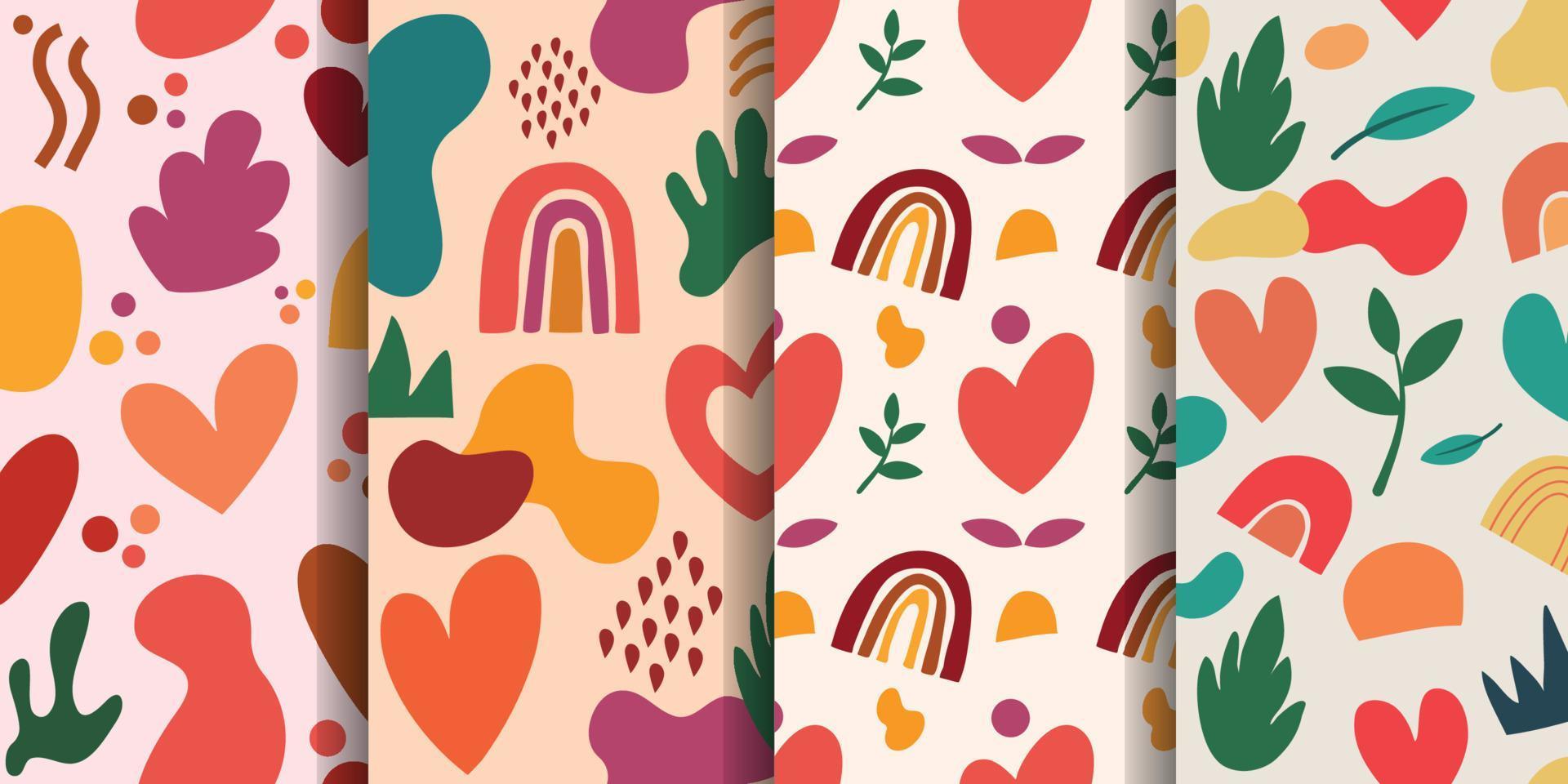 Love abstract seamless pattern set collection vector