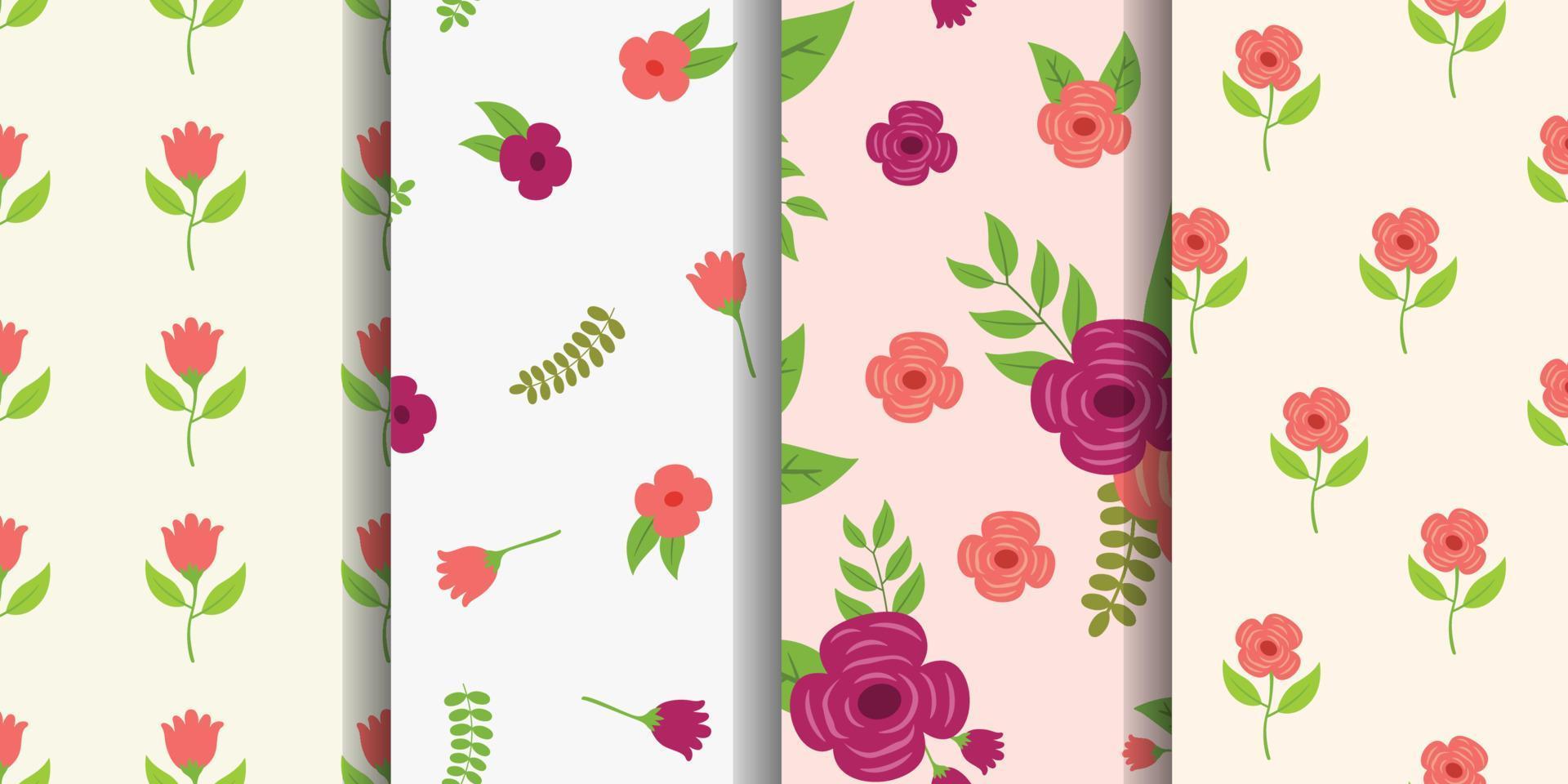 Romantic flower seamless pattern. Floral digital paper vector