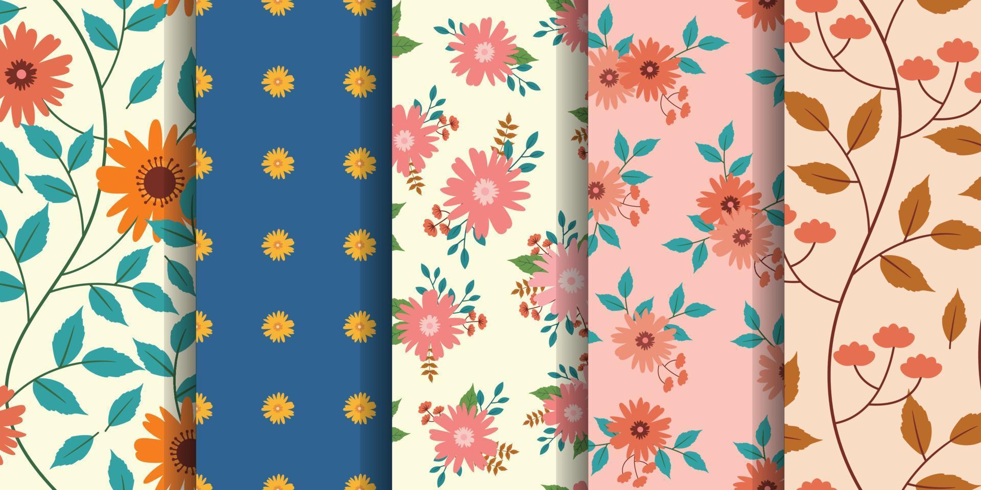 Floral digital paper romantic flower seamless pattern vector