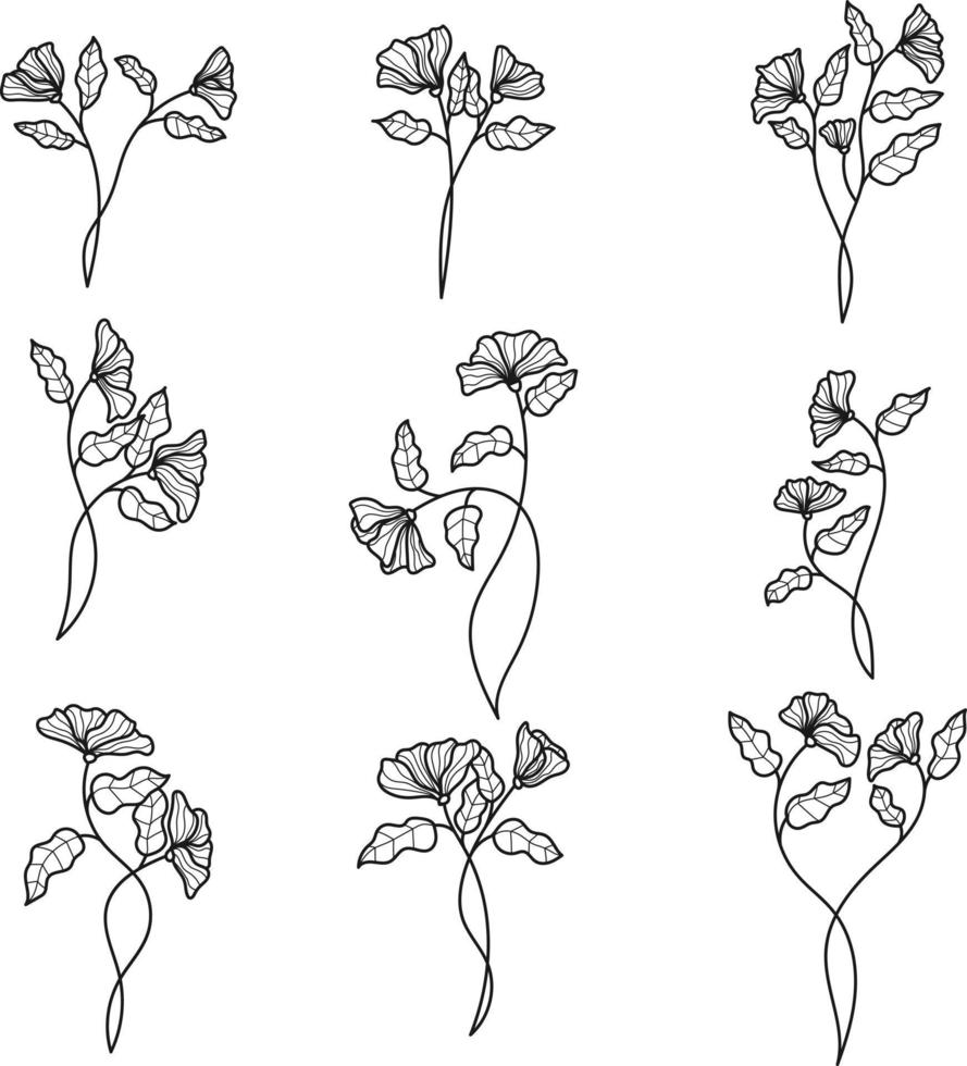 ornamento floral en estilo de esquema vector