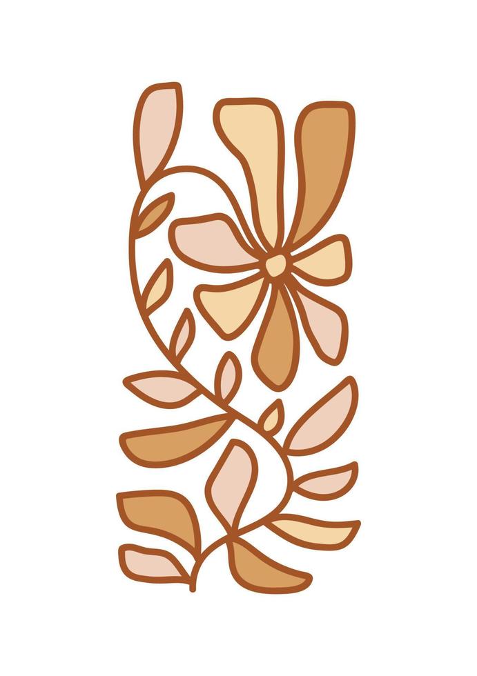 Vector 70s Flower Groovy hippie funny boho palette. inspired pattern in rectangular shape. Great for fabric, giftwrap scrapbooking, package, poster card