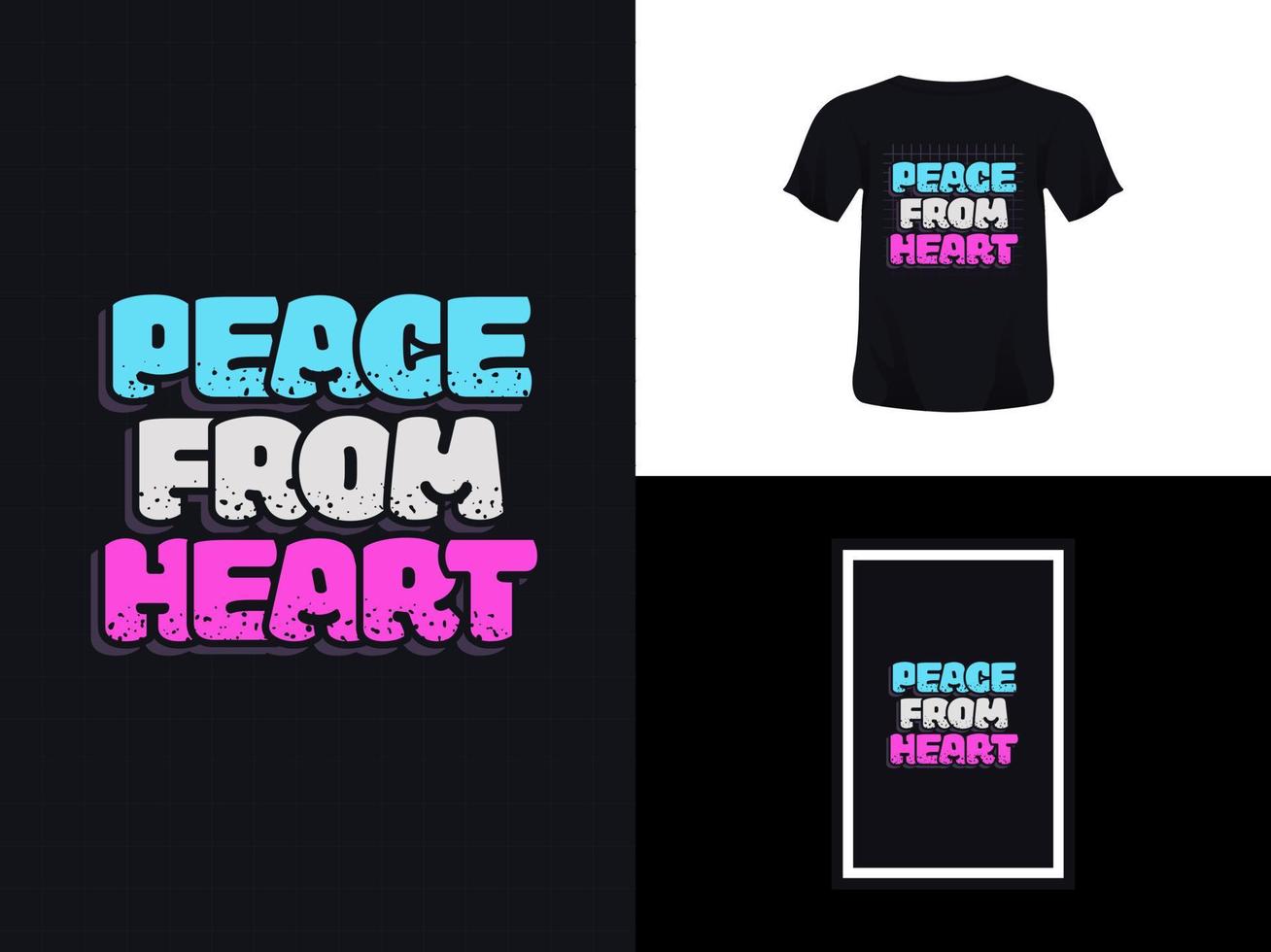 Tshirt typography quote design, peace from heart for print. Poster template, Premium Vector. vector