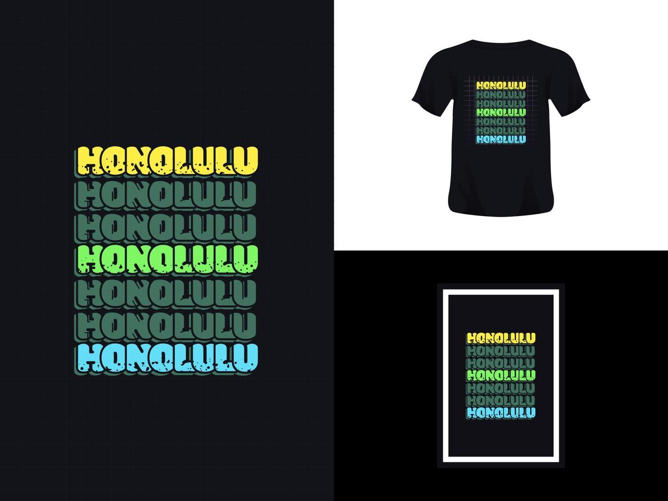 Tshirt typography quote design, Honolulu for print. Poster template, Premium Vector. vector