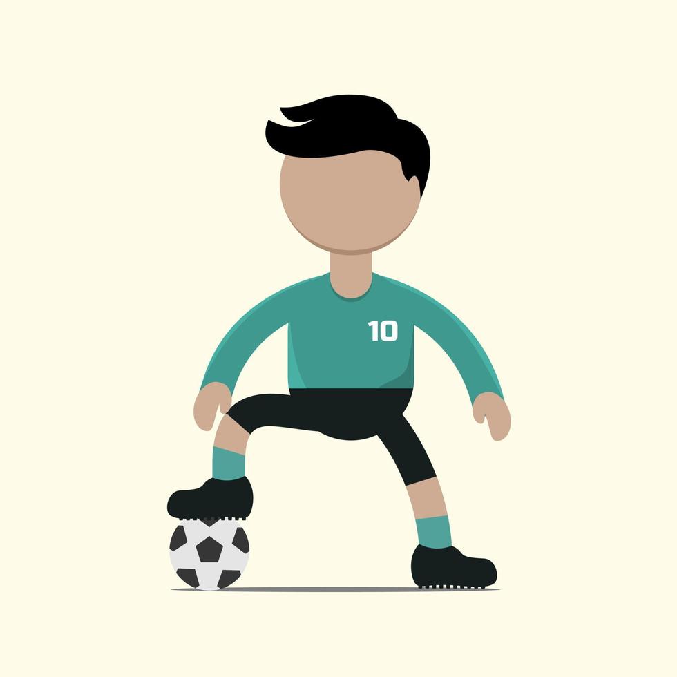 personaje de fútbol o jugador de fútbol con acción en el partido. ilustración vectorial en estilo chibi de dibujos animados plana vector