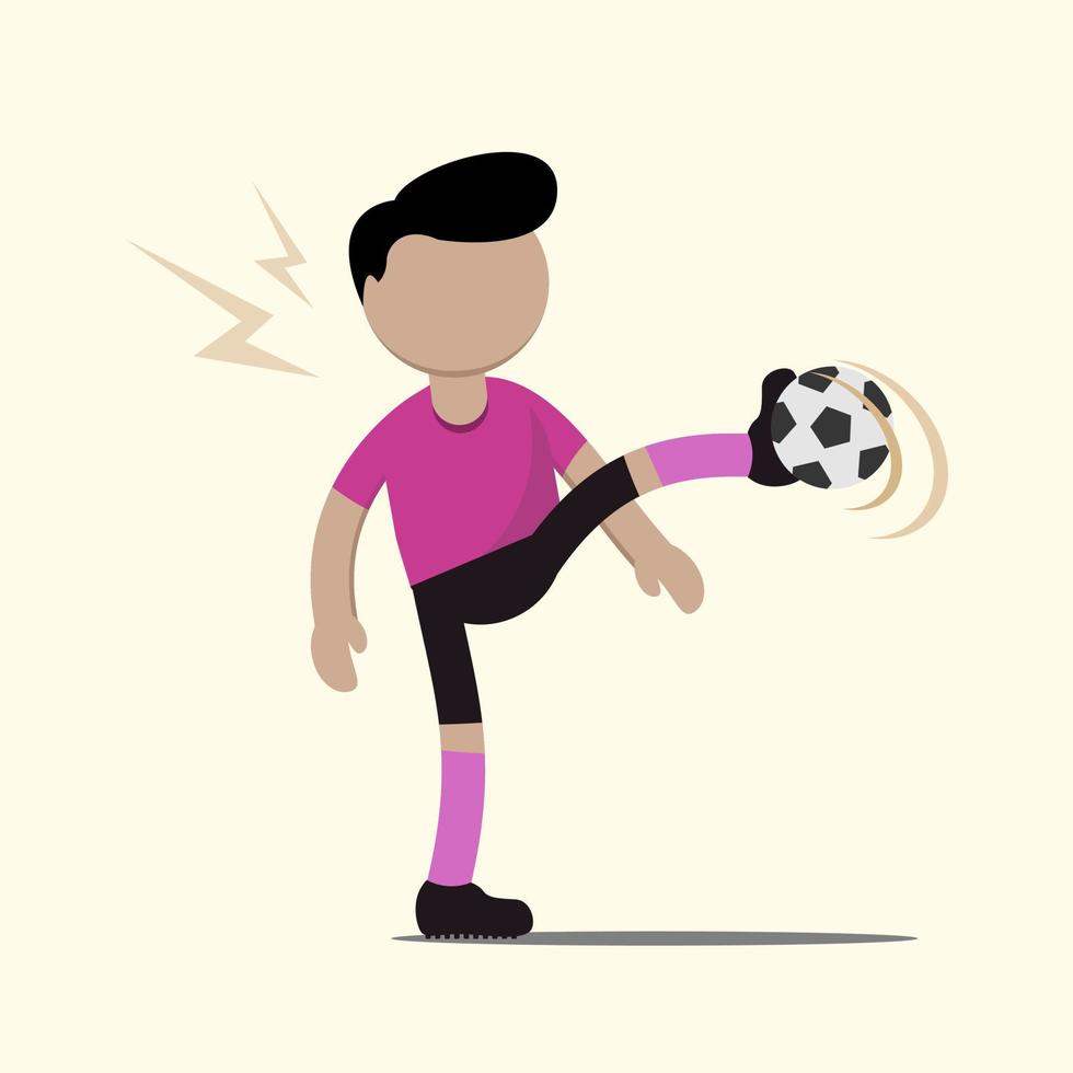 personaje de fútbol o jugador de fútbol con acción en el partido. ilustración vectorial en estilo chibi de dibujos animados plana vector